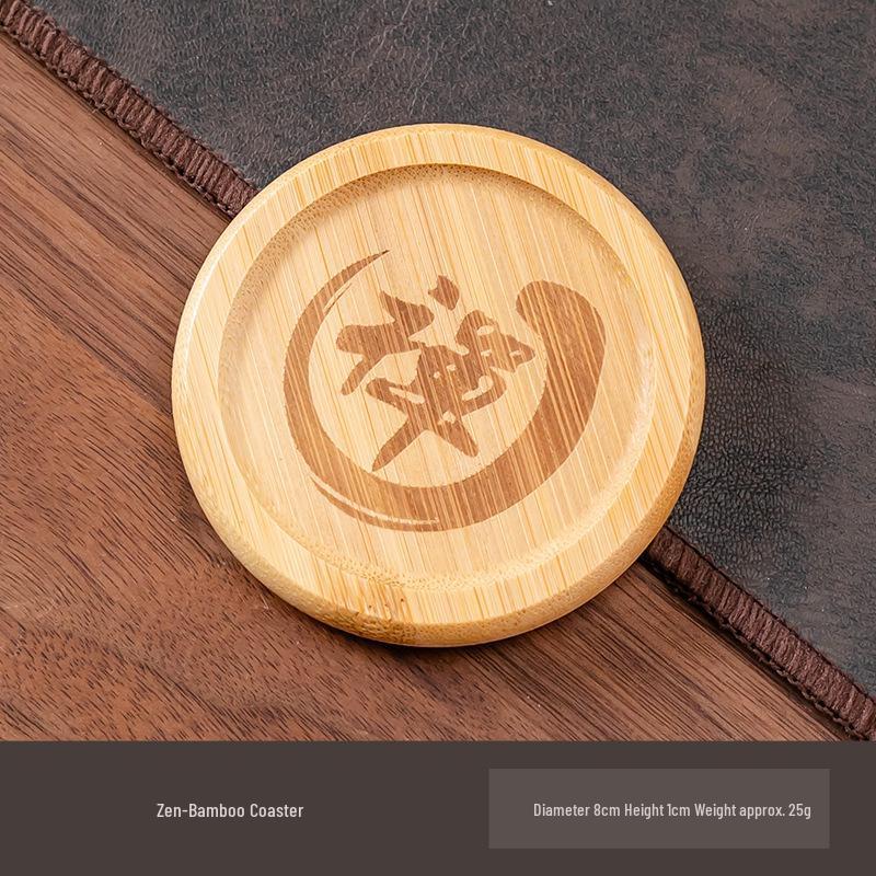 Chinese Bamboo Round Coaster - 8cm Creative Tea Mat & Heat Insulation Pad for Universal Tea Sets