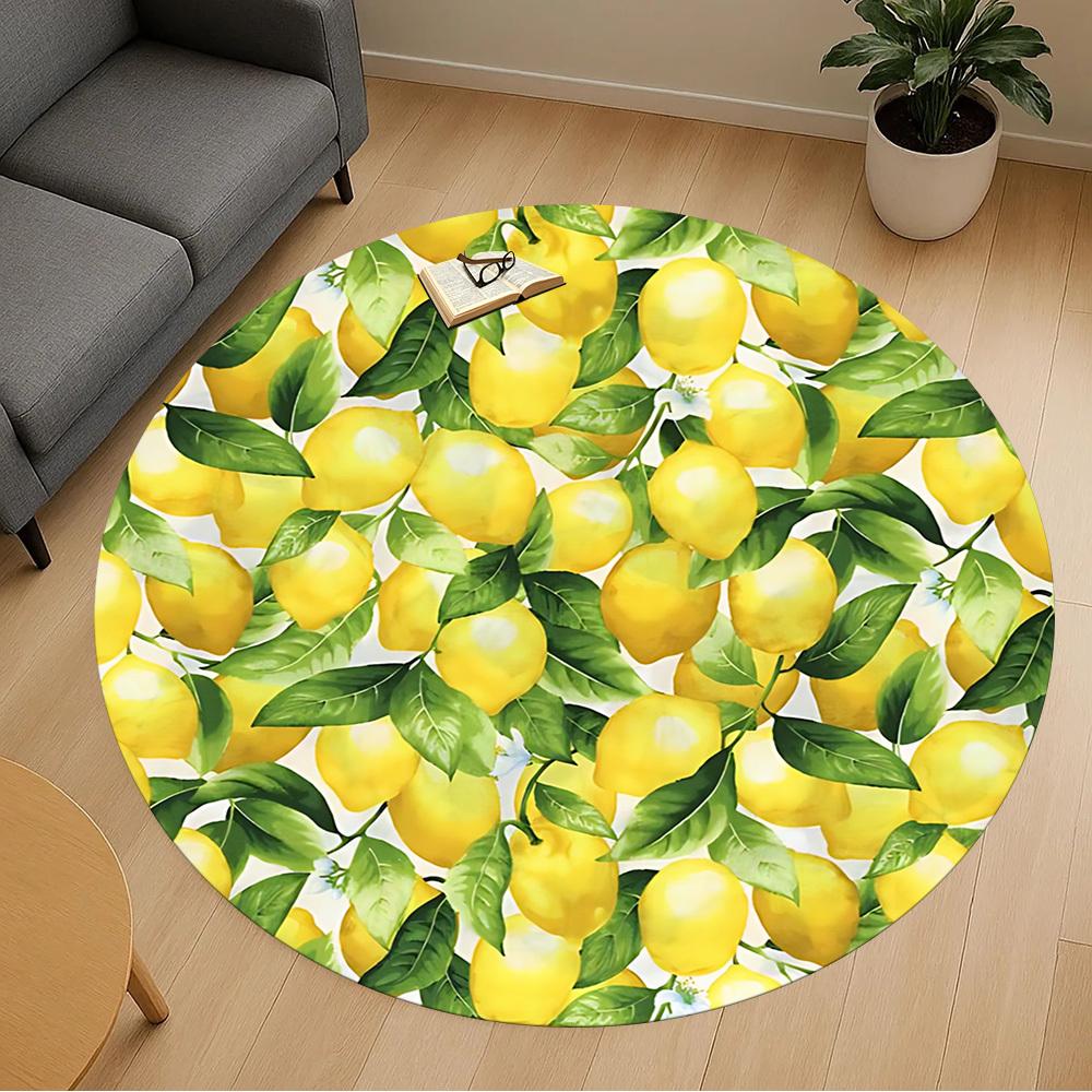 1pc lemon pattern Round Chair mat Area Rug - Non-Slip, Floor Mat for Office, Bedroom, and Indoor Decor c1125629