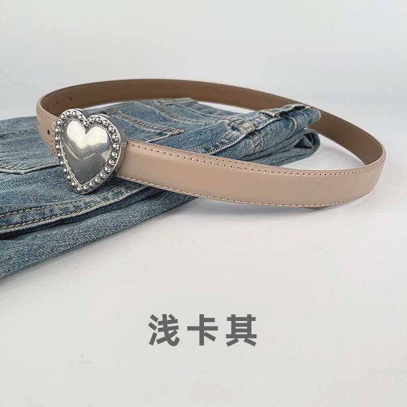 

Женский кожаный ремень в форме сердца, женский ремень из коровьей кожи, повседневные брюки, джинсы, простой женский ремень 105cm легкие хаки