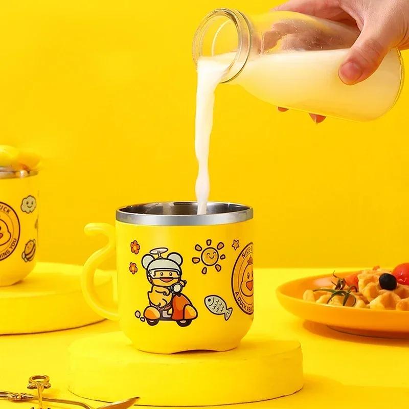 270ML Kinder Trinkbecher Kreativer Cartoon Baby-Fütterbecher mit Strohhalm Auslaufsichere Wasserflasche Tragbare Kinder-Trinkbecher