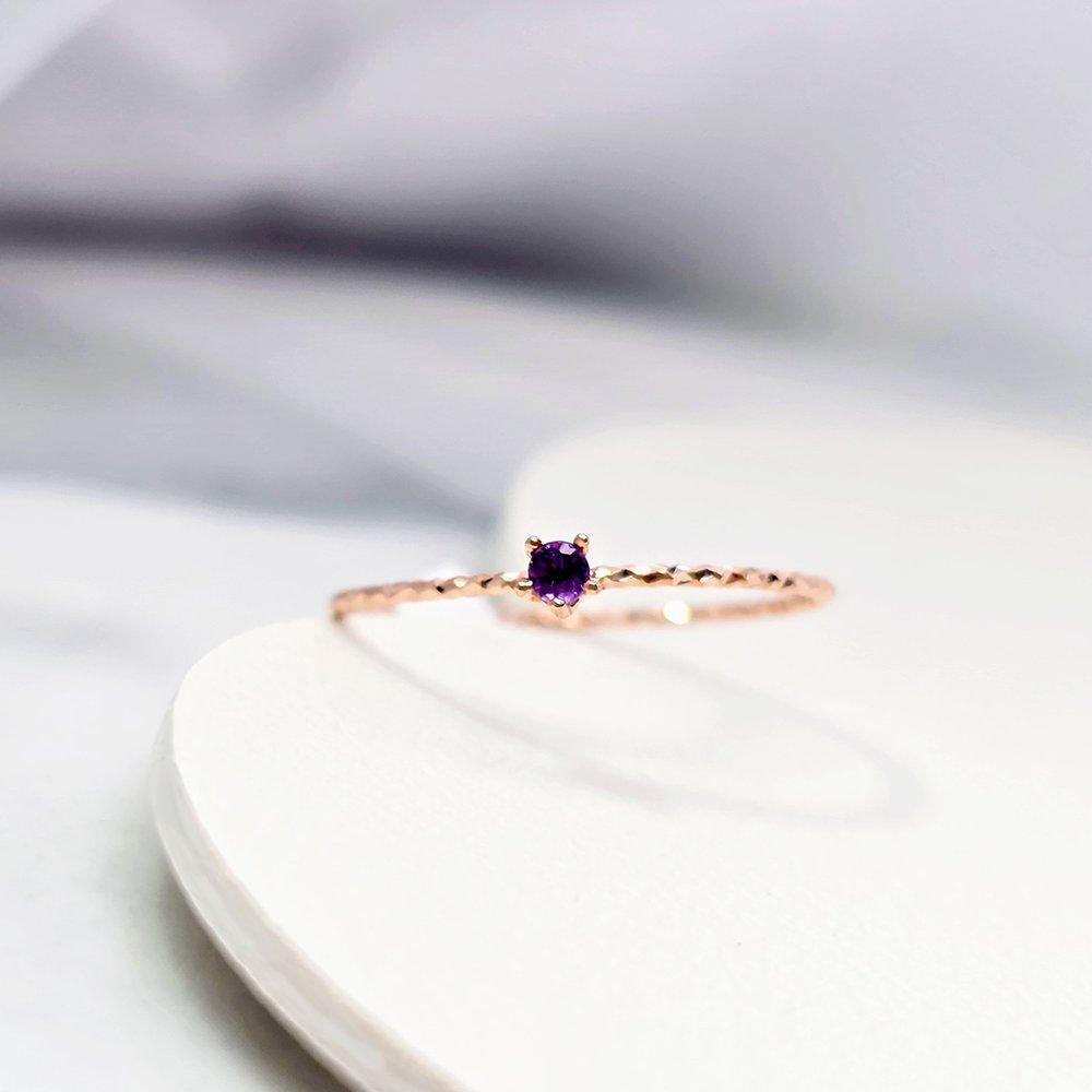 14K Birthstone Cut Amethyst Ring
