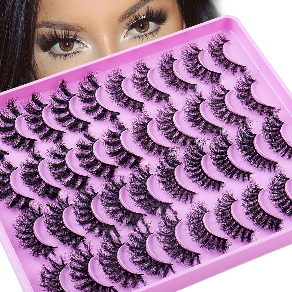20 Pairs Of Mixed Imitation Mink False Eyelashes Naturally Curled Eyelashes Nude Makeup Thick Eyelashes