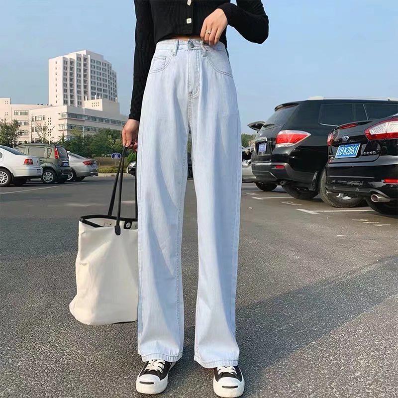 Autumn/Winter 2022 Women's High Waist Wide-Leg Jeans - Trendy, Loose, Slim-Fit, Korean Style Mopping Straight Pants