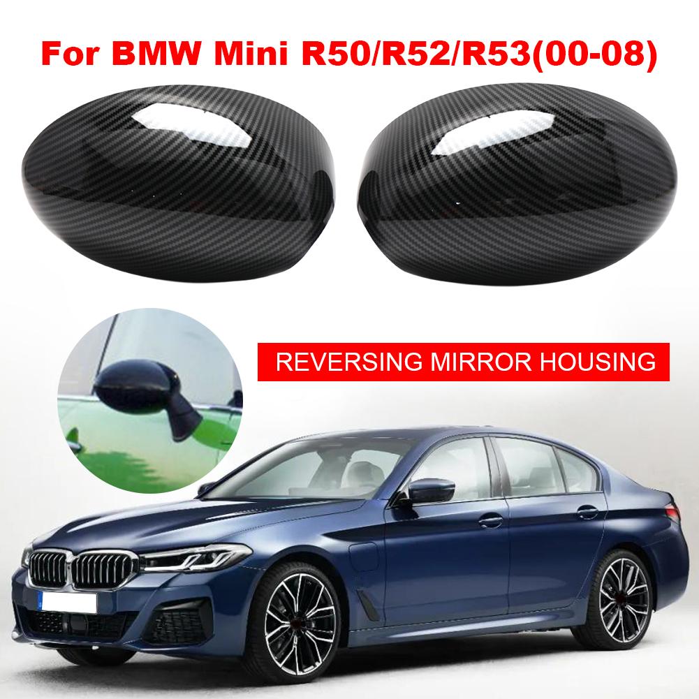 2pcs Rearview Mirror Cover Carbon Fiber Side Wing Mirror Cover Cap Replacement for Mini Cooper R Series R50 R53 R52 2000-2008