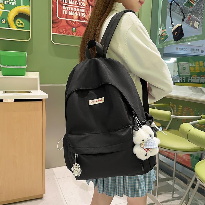 Simple Solid Color Schoolbag Female College Student High Value Fashion Computer Travel Backpack Lightweight Junior High School Student Backpack