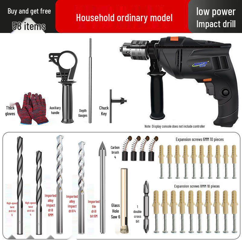 Electric Hand Drill Set with Drill Bits for Woodworking & Household Tasks