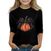 Print Tops For Youth Girls Round Neck 3/4 Sleeves T-Shirts Trendy Tops Outfit Tees