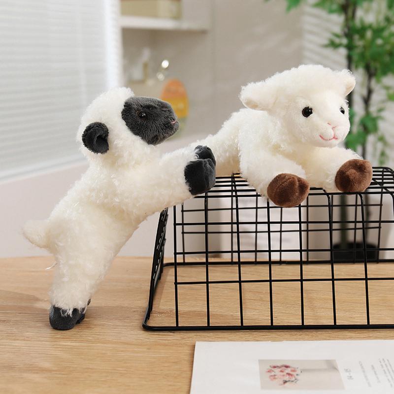 20cm Lamm Schaf Plüschtier Stofftier Schwarzes Weißes Gesicht Cartoon Grasland Tier Stehend Liegend Puppe Flauschig Niedlich Kleines Plüschtier Geschenk