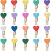 1.4 Inch Colored Wooden Heart Clothesp - 50Pcs Mini Cute Heart Clips, Small Clothes P for Photos, Classroom, Valentine's Day, Small Clips for