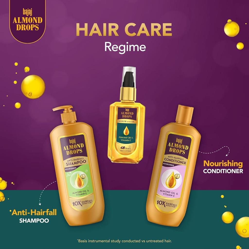 Bajaj Almond Drops Hair Serum 50 Ml Pack Of 1 For Dry Frizzy Hair Nourishing Anti Frizz Shine Control