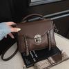 Soft Leather Lock Portable Small Square Bag Women's Shoulder Messenger Bag