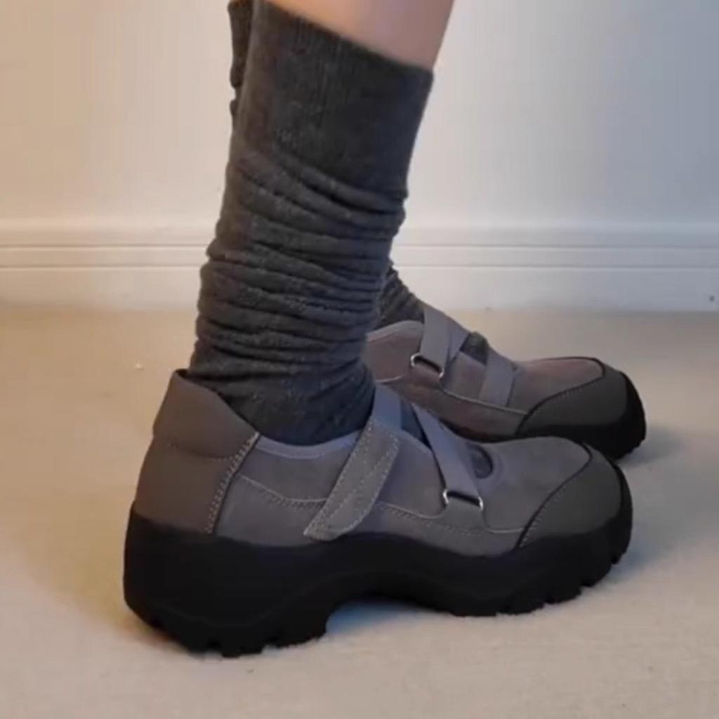 Leather version~ retro Velcro round head Mary Jane shoes children's light mouth thick heel single shoes platform casual sports shoes