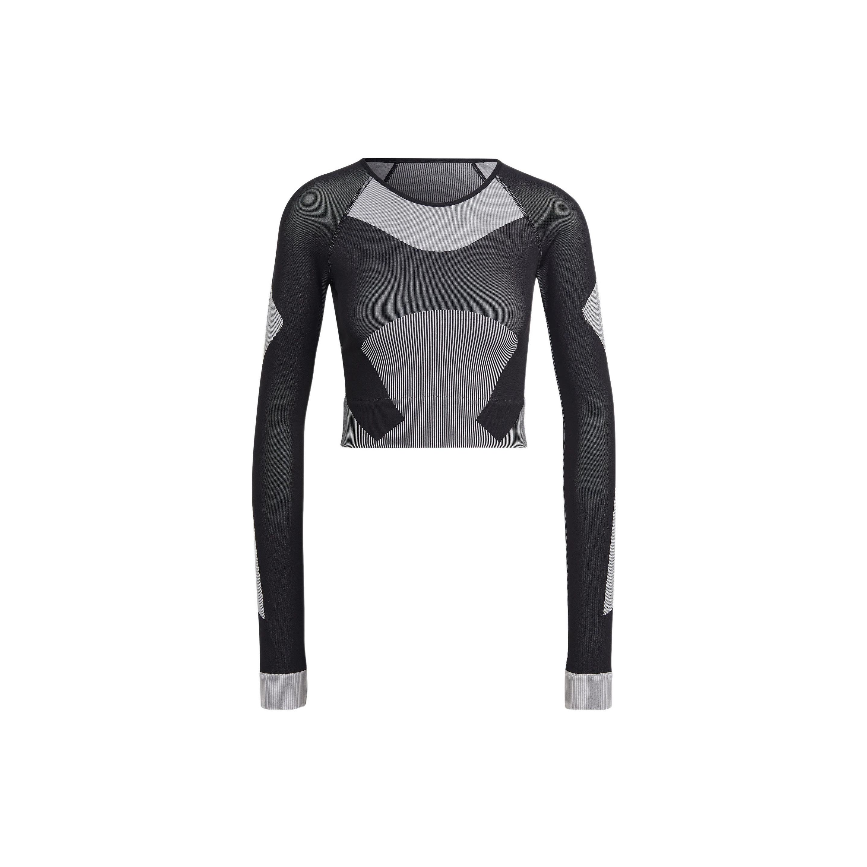 Adidas X Stella McCartney Kollaboration FW22 Tst Ls Cropped Design Rundhals Sport Langarm T-Shirt Damen Tops Grau HN2883 XL gray