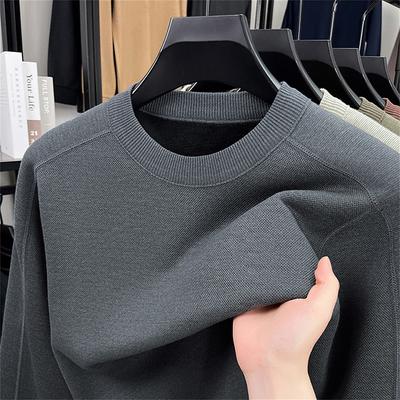 Neues Herren Langarm T-Shirt Frühling und Herbst Rundhals Strickshirt Lässig Mittelalter Top Unterhemd