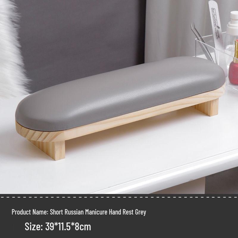 Russian Style Nail Art Hand Rest - 16cm+8cm, Stain-Resistant Wood Pillowcase with Leather Style Table Mat Pad