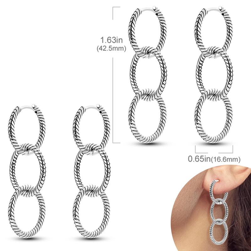 New Women Earrings Original 925 Silver Hoop Earrings Engagement Wedding Birthday Drop Earring Women Jewelry Gifts