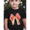 European sizes Back-to-School Season Kids' Short-Sleeve T-Shirt with Cartoon Pencil, Bow, Pink Heart Decoration, Striped Tie, Romantic Theme