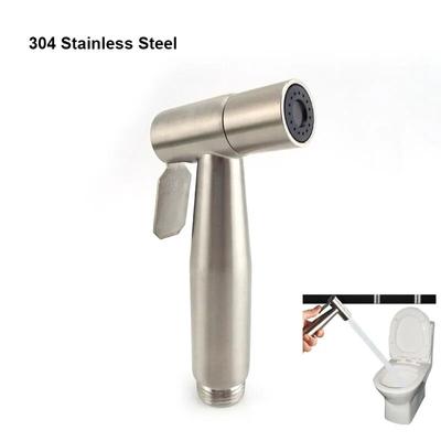 Protable Bidet Sprayer Wash Faucet Stainless Steel Silver Bathroom Toilet Hanging Water Head Handheld Wc Self Cleaning
