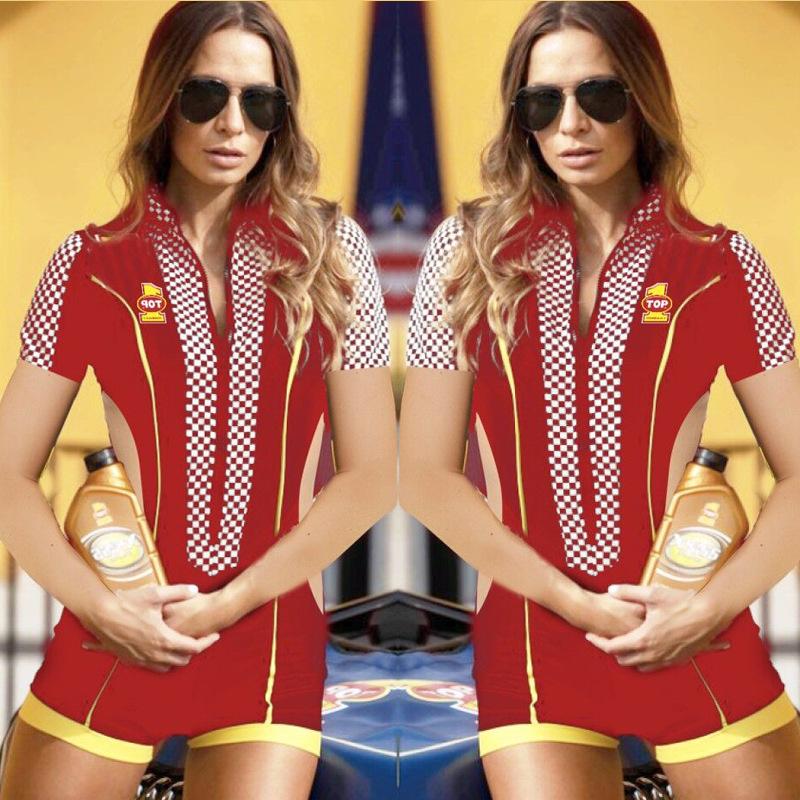 New Female Racer Halloween Model Cosplay Locomotive Catwalk Cheerleading Costume Game Uniform Fashion