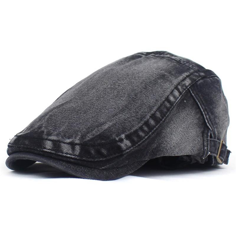 

2020 Four Seasons Newsboy Caps Cotton Flat Peaked Cap Men and Women Painter Beret Hats 10 55-62cm adjustable чорний