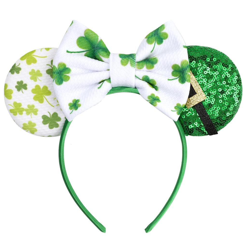Mode St. Patrick Glitzer Mausohren Stirnband Mädchen Pailletten Haarschleife Festival Haarband Party DIY Haaraccessoires Mujer