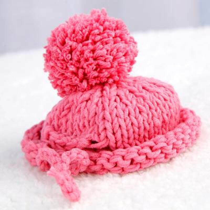 Pom Pom Hat - Simple Cotton Pink M