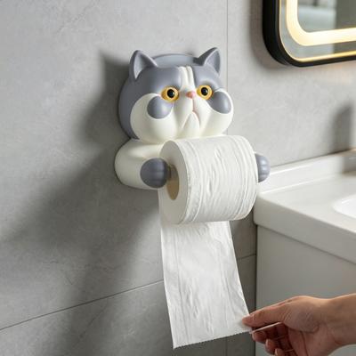 Portarotolo Carta Igienica, Forma di Gatto da Parete Senza Foratura, con Porta Telefono Organizzatore Multiuso per Bagno