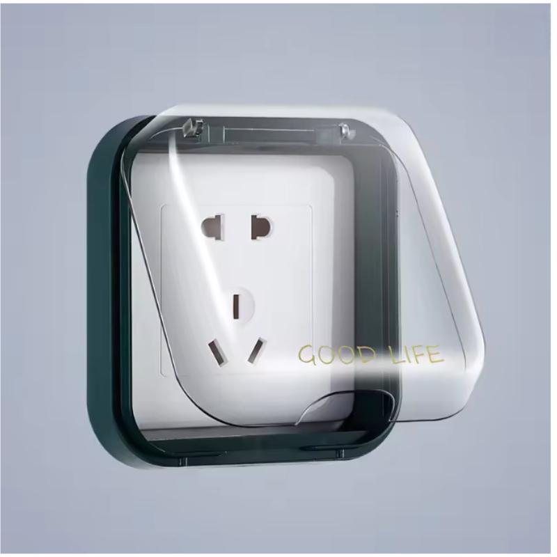 

Universal Switch Cover with Lid Transparent Dust-proof Water-proof Kitchen Bathroom Safe Protect Your Family Self Adhesive Home зелёный