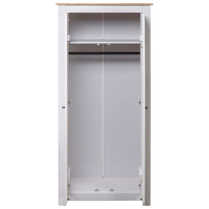 VidaXL Pin Massif Garde-robe Penderie Armoire de Rangement Stockage Armoire de Vêtements Chambre à Coucher Maison Blanc 282666