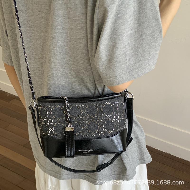 Foreign Style Versatile Retro Denim Handbag, Foreign Style High-end Underarm Stray Bag, New Fashion Chain Messenger Bag