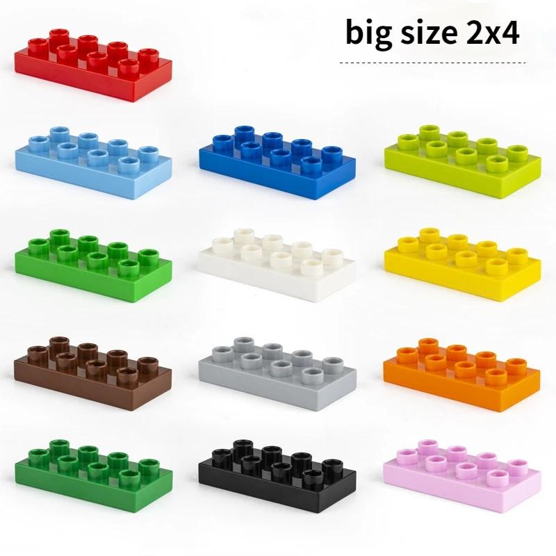 Garden Supplies My Big Size Block Thin Brick 2X4 10Pcs/Lot Education Building Blocks Compatible With Duplo Bricks Plastic Toys For Children