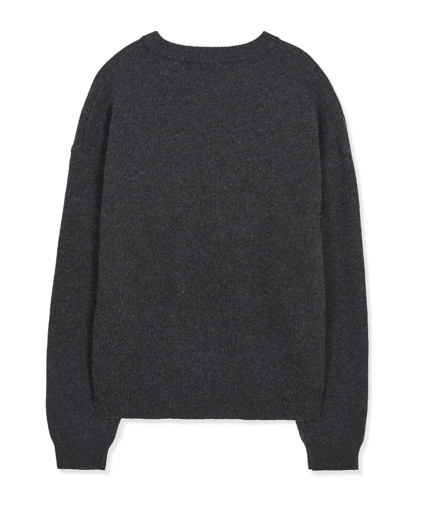 WEST GRAND BOULEVARD Semi-Over Wool Blended Knit Charcoal