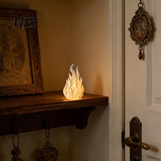 Versatile Decorative Piece 3D Printed Flame Candle Holder Shade, Gothic Ambient Decor Figurine, Hollow Soft Light Frosted Texture Tealight Cover