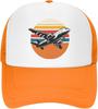 Airplane Sunset Graphic Trucker Hat Polyester Mesh Baseball Cap Outdoor Vintage Adjustable Cap