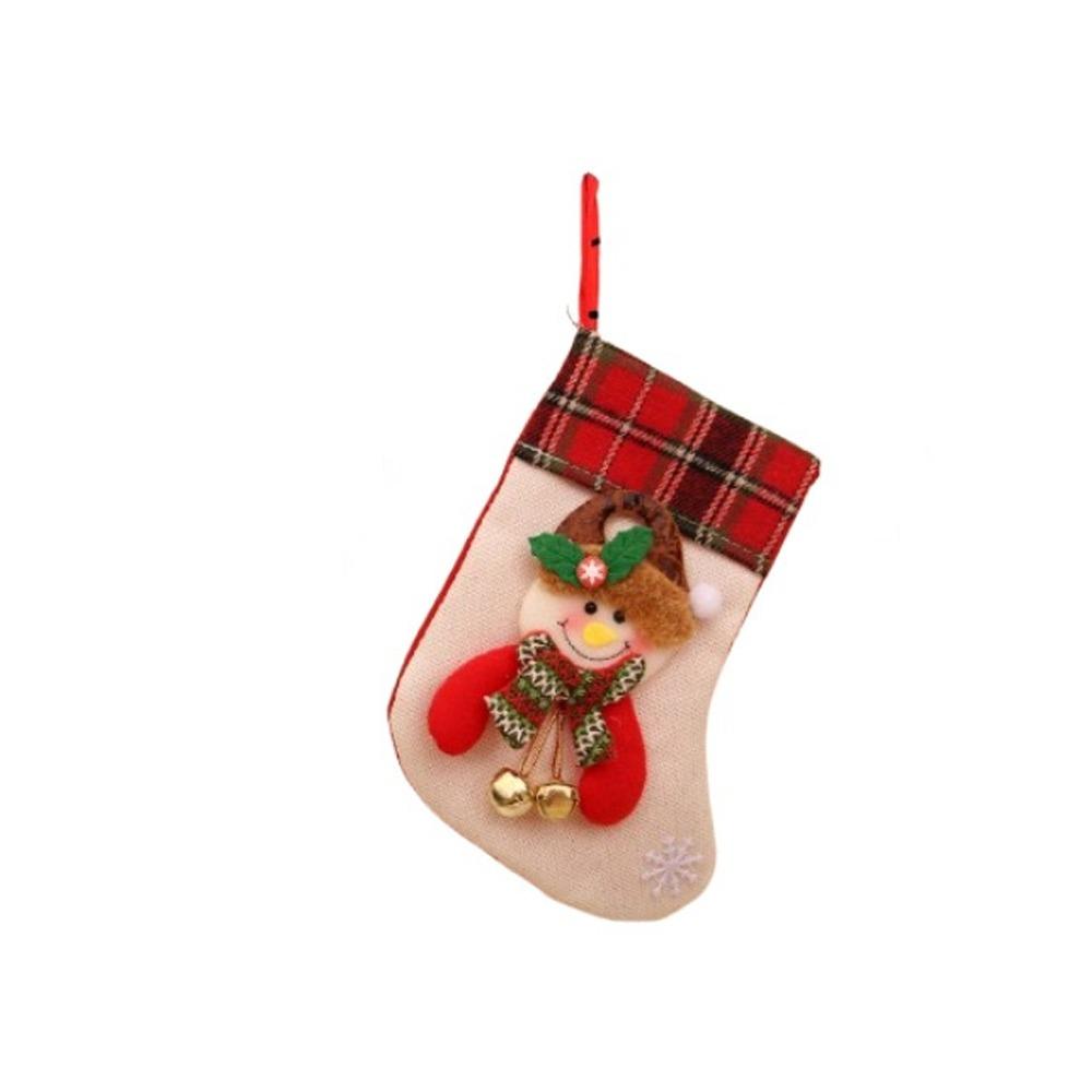 with Bells Christmas Stockings Santa Claus Snowman Elk Candy Gift Bags  Holiday Festival Decor