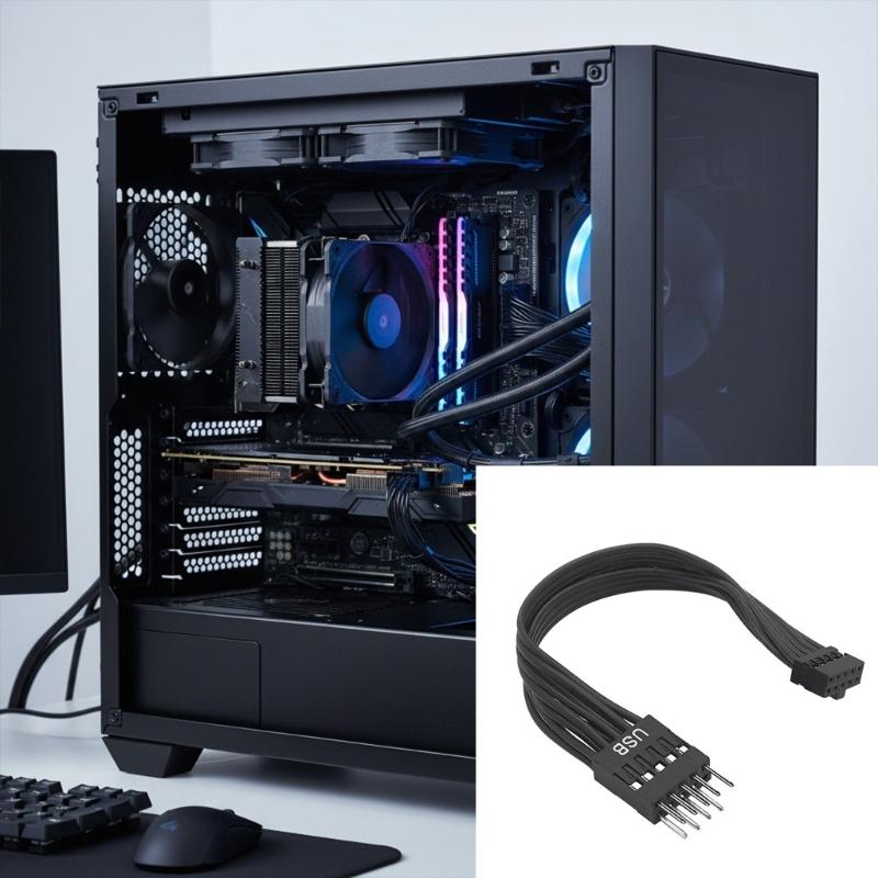 ABS Metal PVC Construction 9Pin To 10Pin USB Adapter Cable For Computer Motherboards Linkage Long Performances