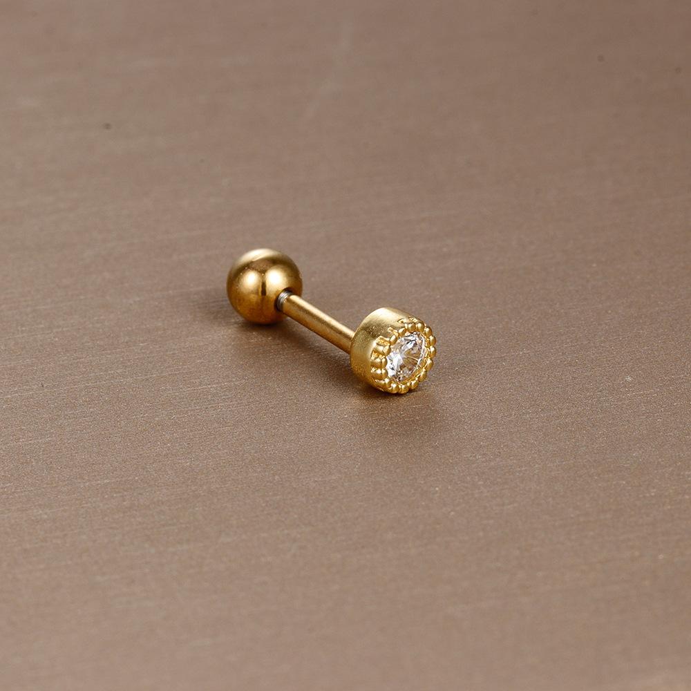 Heißer Verkauf Piercing Schmuck Edelstahl Ohrknochen Nägel Zirkon Kugel Schraube Kleine Ohrringe Damen Leichter Luxus Ohrringe