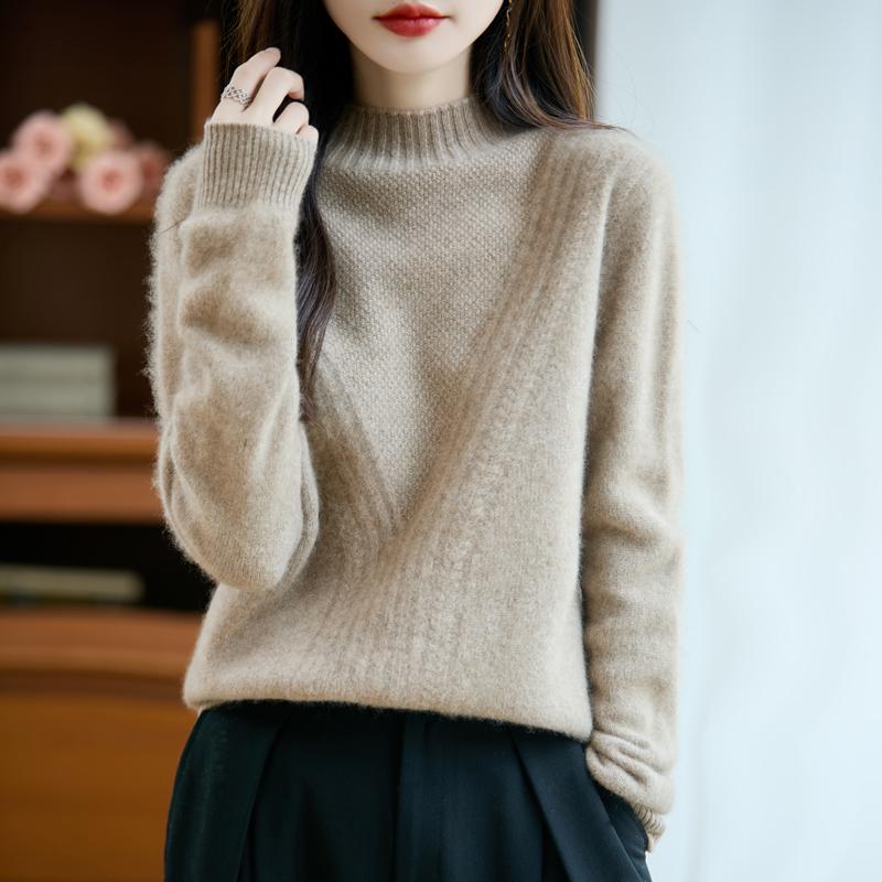 Dámský kašmírový svetr Kašmír Qinghe 30% kašmír 70% vlna podzimní a zimní pulovr hřejivý a módní