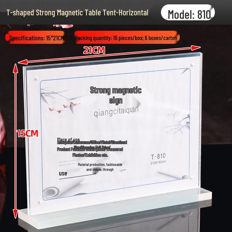 T-Type Magnetic Table Tent Card Holder: Dual-Use Horizontal & Vertical Display Stand