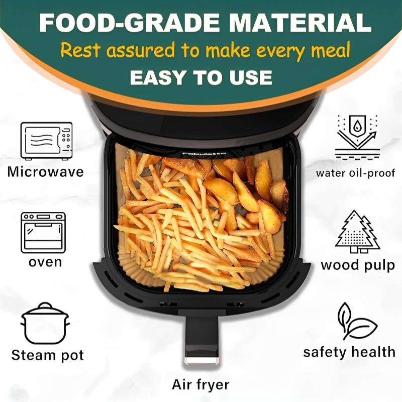 50/100/150/200Pcs Air Fryer Paper Liner Square Air Fryer Reusable Non-Stick Parchment Papers Oil-Absorbing Paper Air Fryers