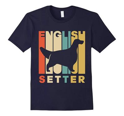Camiseta Masculina Casual Verão Manga Curta Gola Redonda 100% Algodão Estilo Vintage Silhueta de Cão Setter Inglês Dono de Cão Tamanho S-3XL