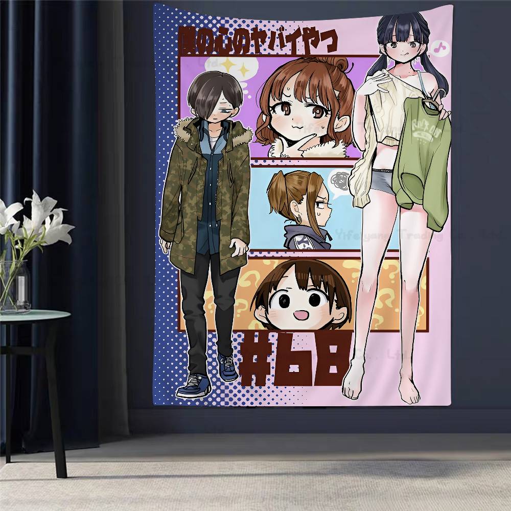 Dangers In My Heart Anime Tapestry Hanging Tarot Hippie Wall Rugs Dorm Home Decor