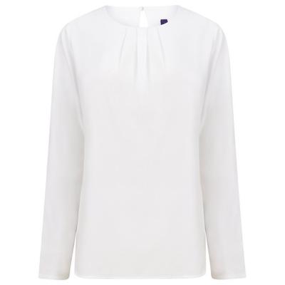 Womens/Ladies Pleat Front Long Sleeve Blouse