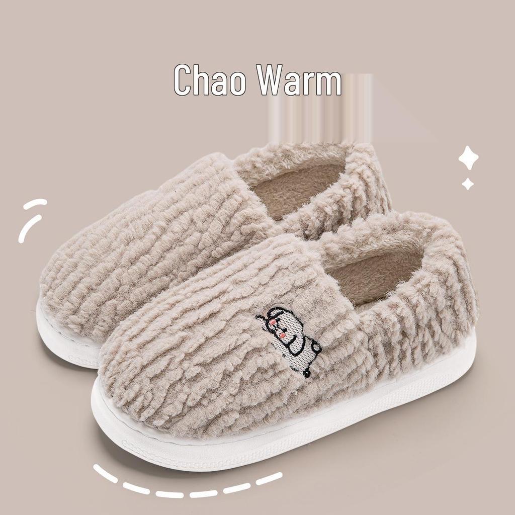 Men's and Women's Winter Cotton Slippers, Fully Enclosed Heel, Thick Sole, Indoor/Outdoor Use, Flat Bottom, Couple's Style