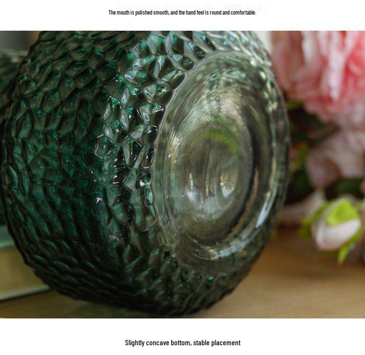 Luxury Hammered Glass Vase: Round Flower Vase & Living Room Ornament for Hydroponics