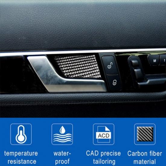 4X Carbon Fiber Door Handle Bowl Cover Trim For Mercedes-Benz W204 W212 2009-15