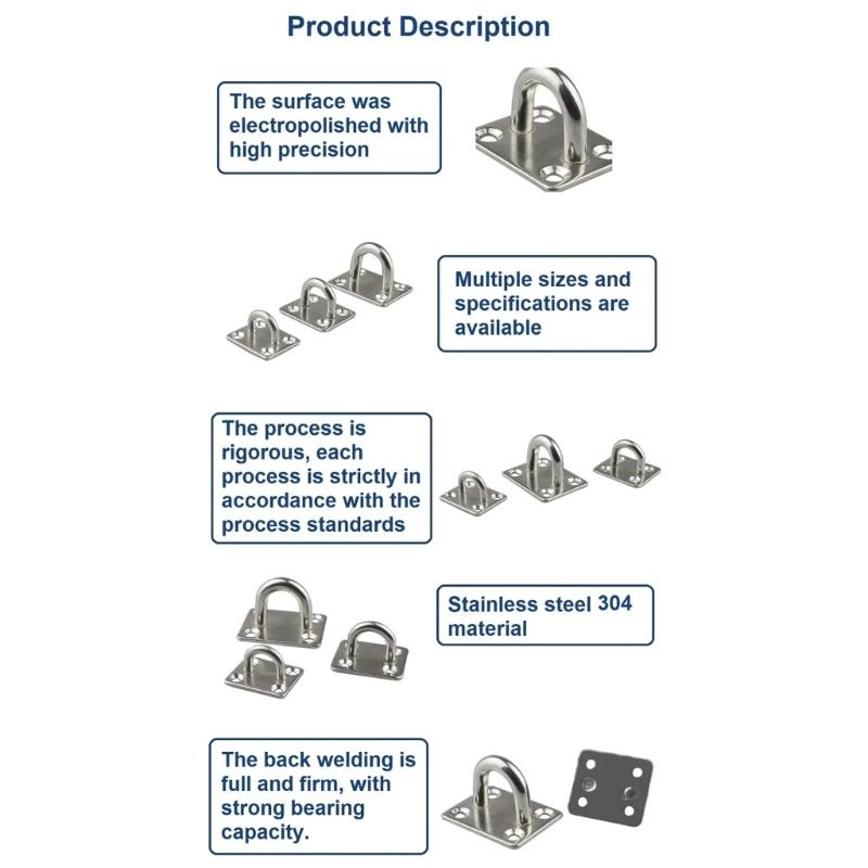 Stainless Steel Eye Plates for Secure Wall Ceiling Mounting Hammock Hook Hanger Outdoor Indoor Use Rustproof Deck Plates