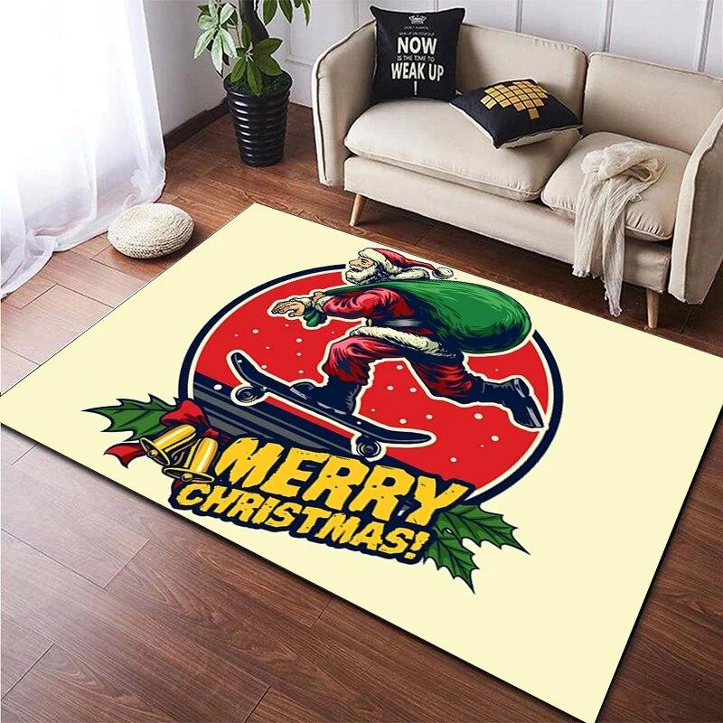 Weihnachten HD-bedruckter großer Teppich, Teppich für Wohnzimmer, Schlafzimmer, Sofa-Dekoration, rutschfeste Fußmatten, Dropshipping Alfombras