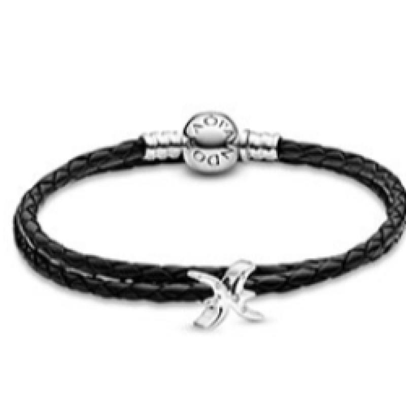 Pandora Moments Double Black Woven Leather Bracelet 590745cbk
