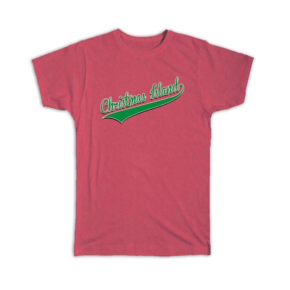 Gift T-Shirt : Christmas Island Flag Varsity Script Baseball Beisbol Country 2XL